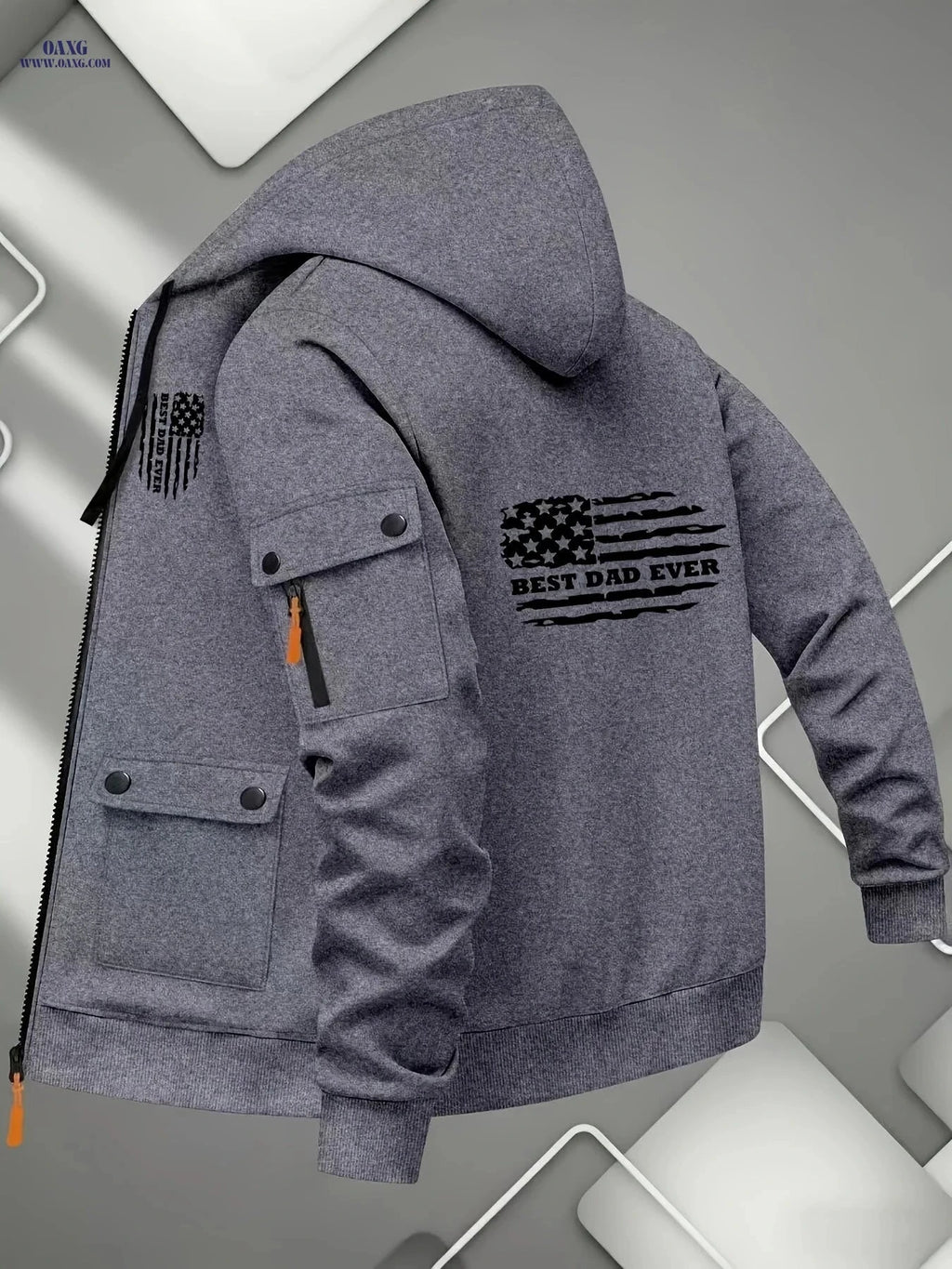Men's Printed Zip-Up Hoodie - Casual Outdoor Sweatshirt for Fall   OAXG 