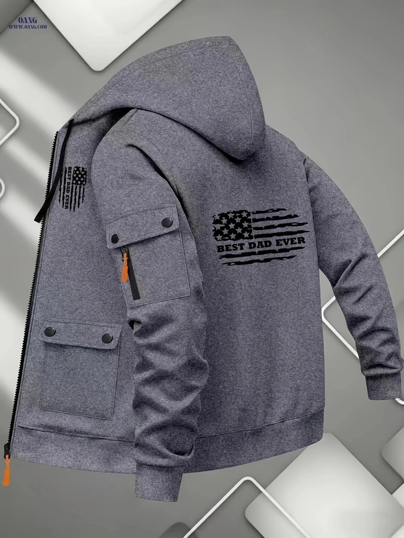 Men's Printed Zip-Up Hoodie - Casual Outdoor Sweatshirt for Fall   OAXG 