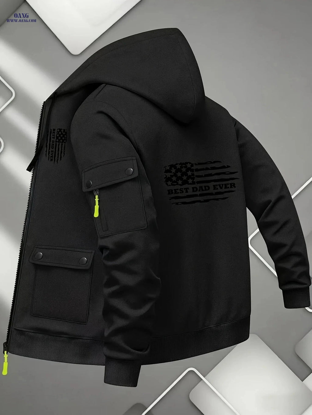 Men's Printed Zip-Up Hoodie - Casual Outdoor Sweatshirt for Fall   OAXG 