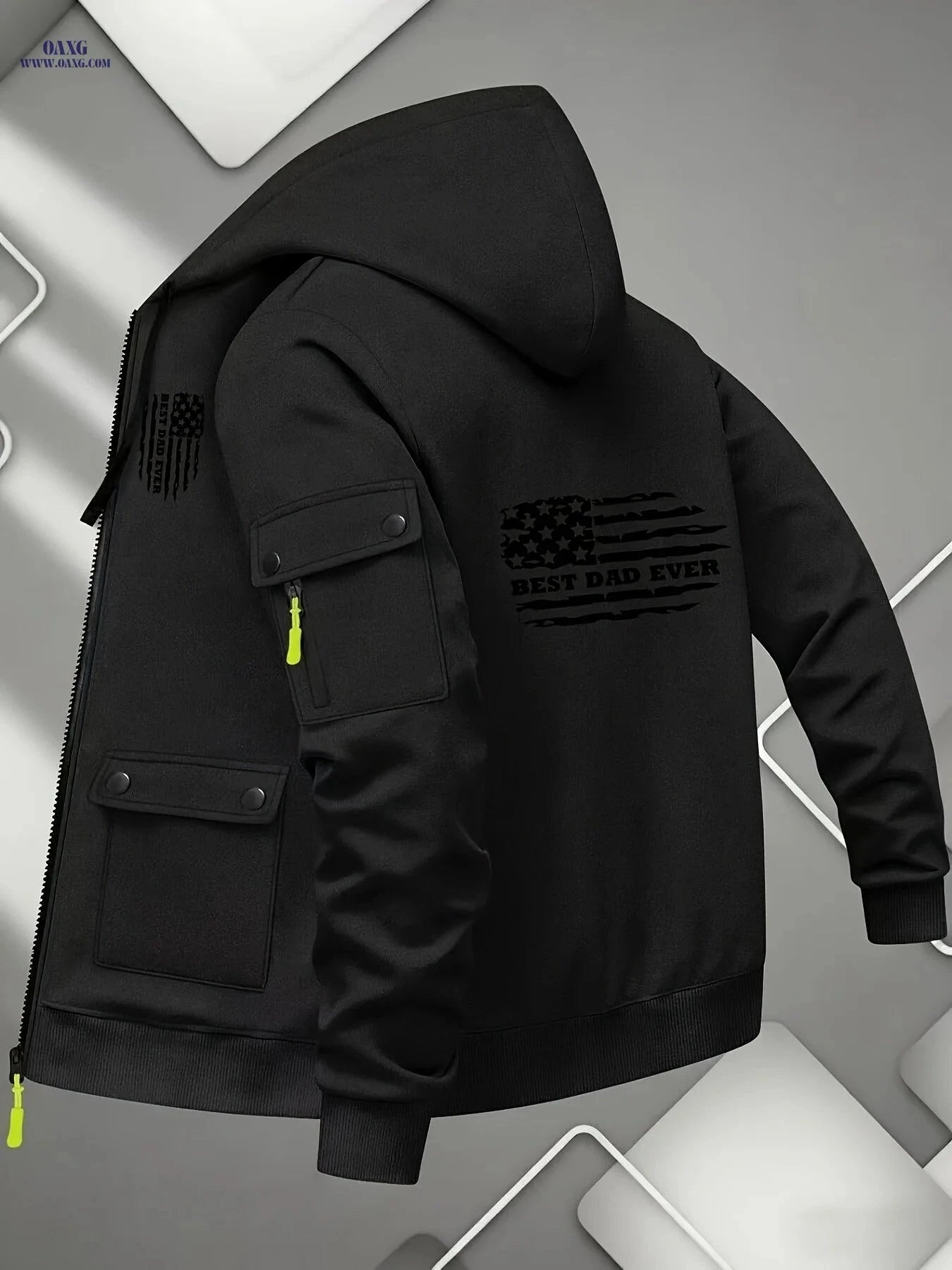 Men's Printed Zip-Up Hoodie - Casual Outdoor Sweatshirt for Fall   OAXG 