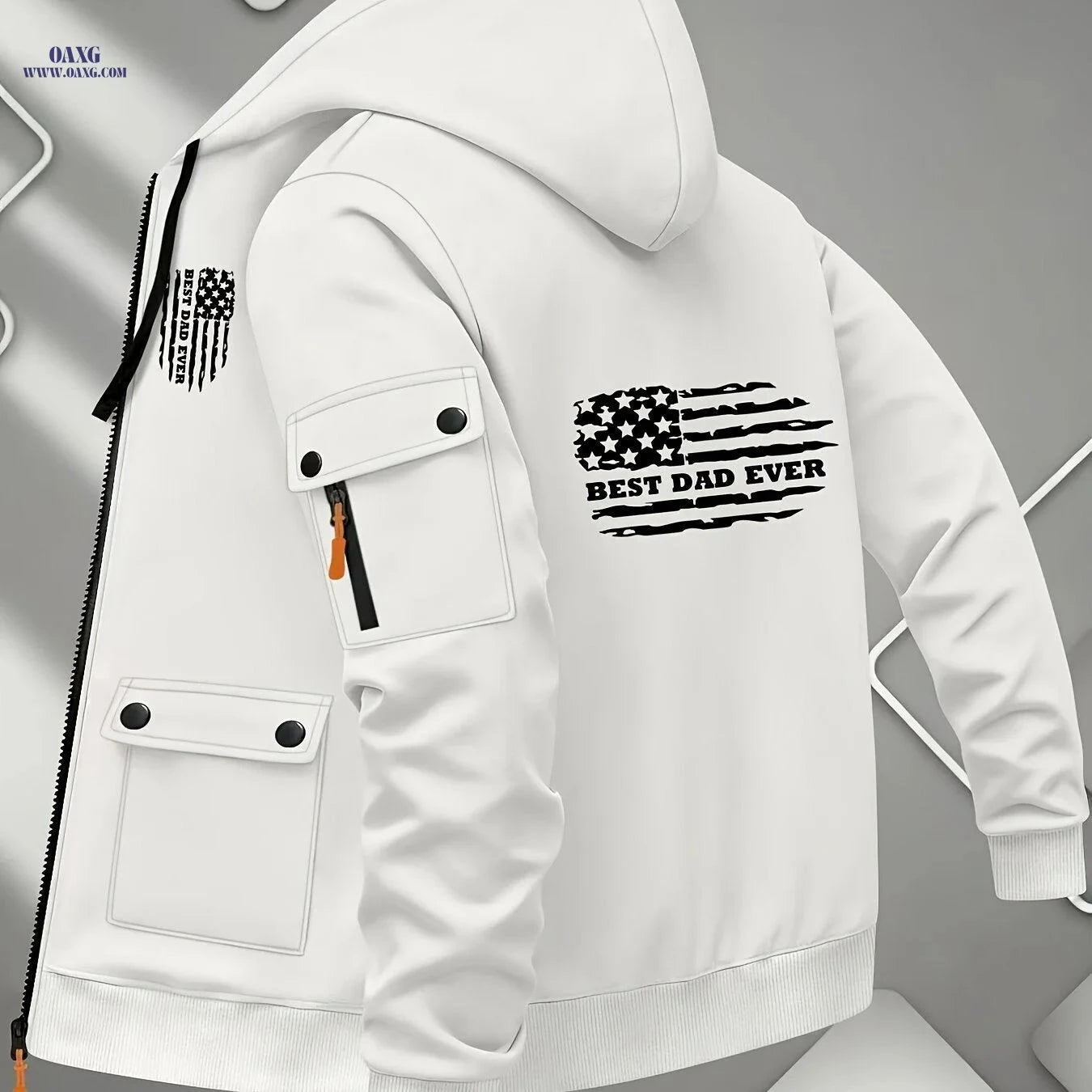 Men's Printed Zip-Up Hoodie - Casual Outdoor Sweatshirt for Fall   OAXG 