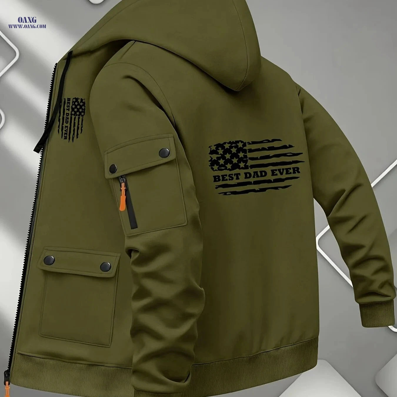 Men's Printed Zip-Up Hoodie - Casual Outdoor Sweatshirt for Fall   OAXG 