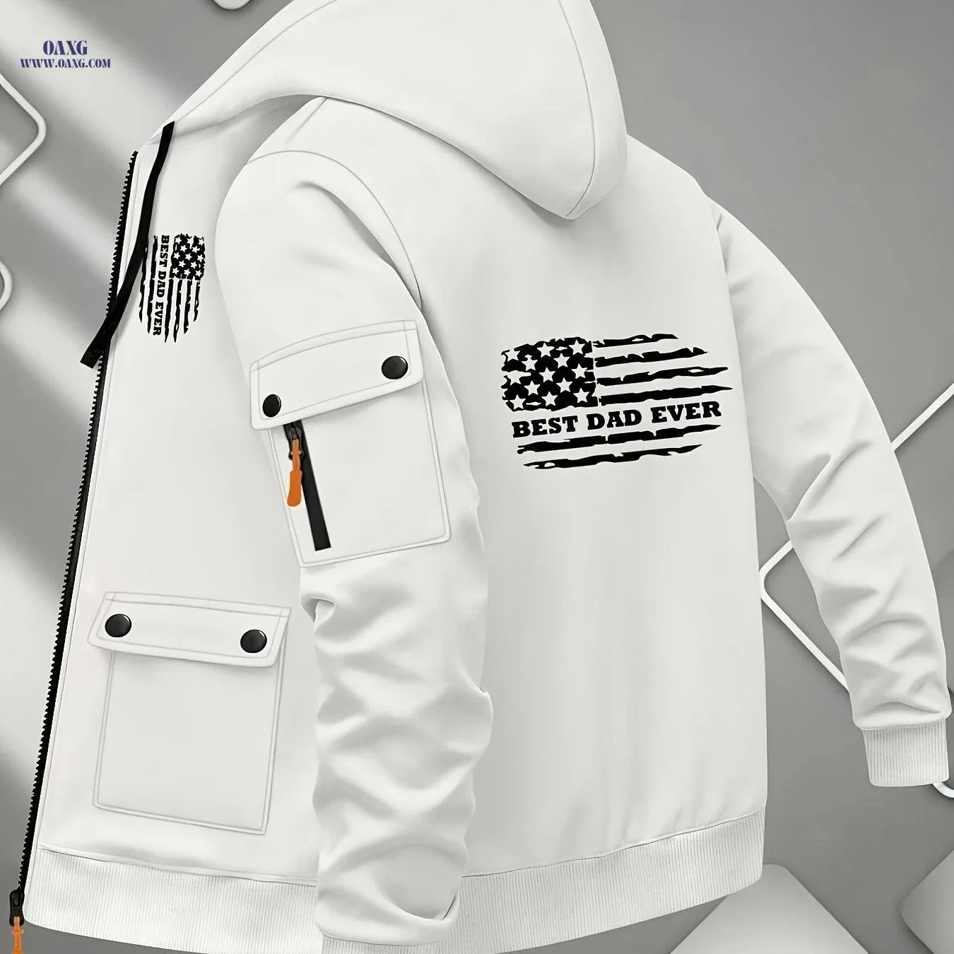 Men's Printed Zip-Up Hoodie - Casual Outdoor Sweatshirt for Fall   OAXG 