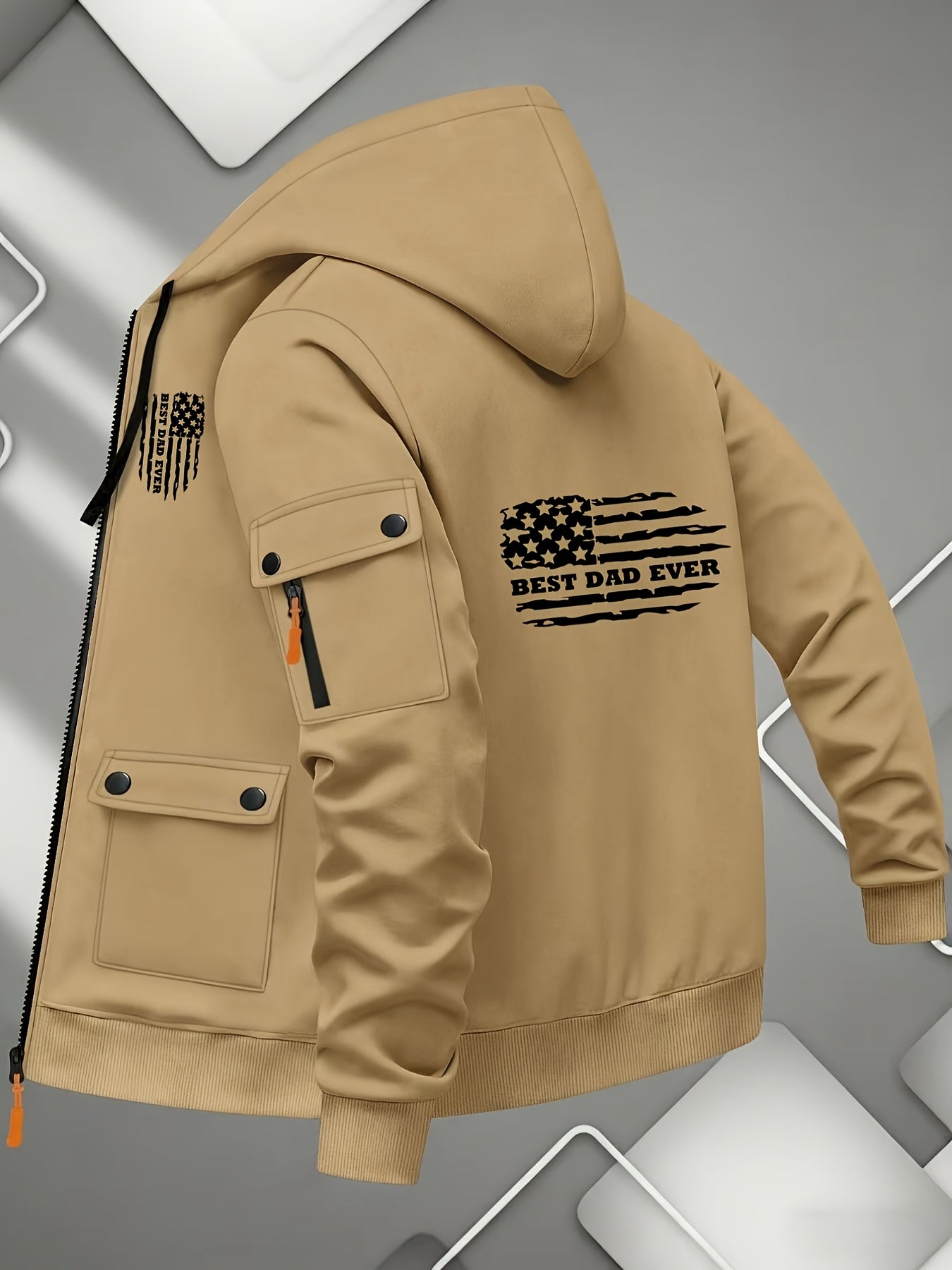 Men's Printed Zip-Up Hoodie - Casual Outdoor Sweatshirt for Fall   OAXG 