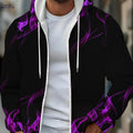 Men's Purple Smoke Zip-Up Hooded Sweatshirt - Casual Fall Jacket   OAXG Dark Violet / FR M