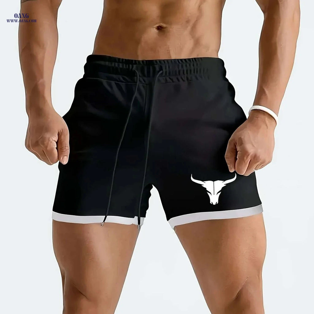 Men's Quick-Dry Athletic Shorts - Breathable Mesh & Geometric Design   OAXG Black / US XS