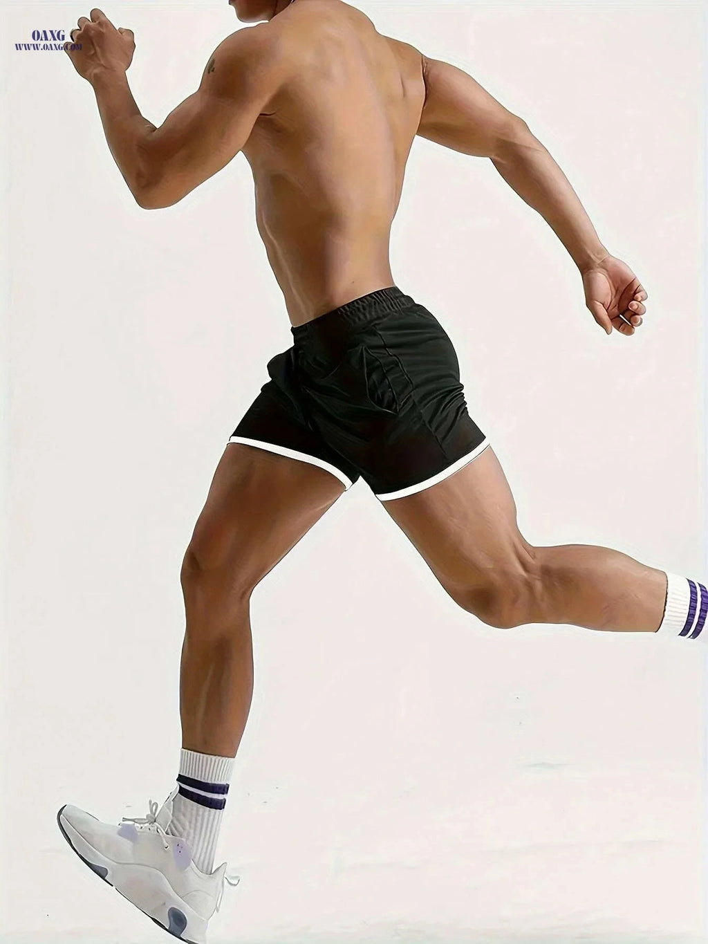 Men's Quick-Dry Athletic Shorts - Breathable Mesh & Geometric Design   OAXG 