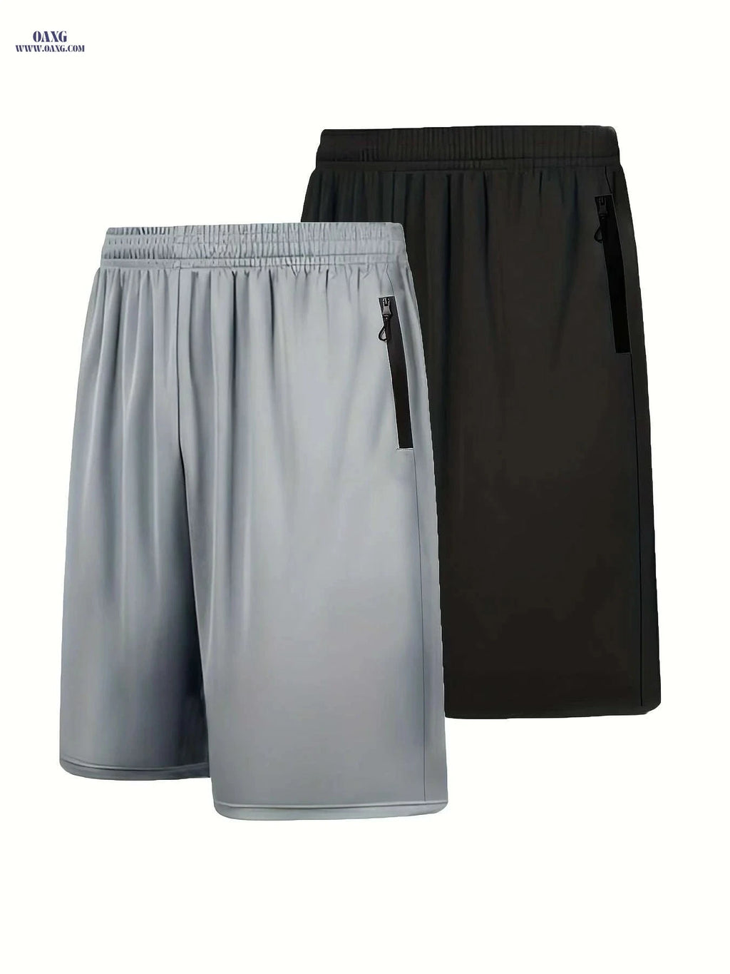 Men's Quick Dry Athletic Shorts - Elastic Waist & Zip Pockets   OAXG Dark Gray / S