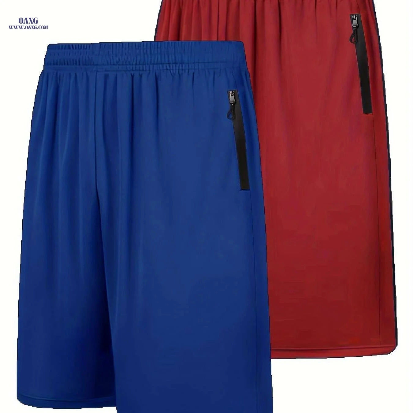 Men's Quick Dry Athletic Shorts - Elastic Waist & Zip Pockets   OAXG Dark Gray / S