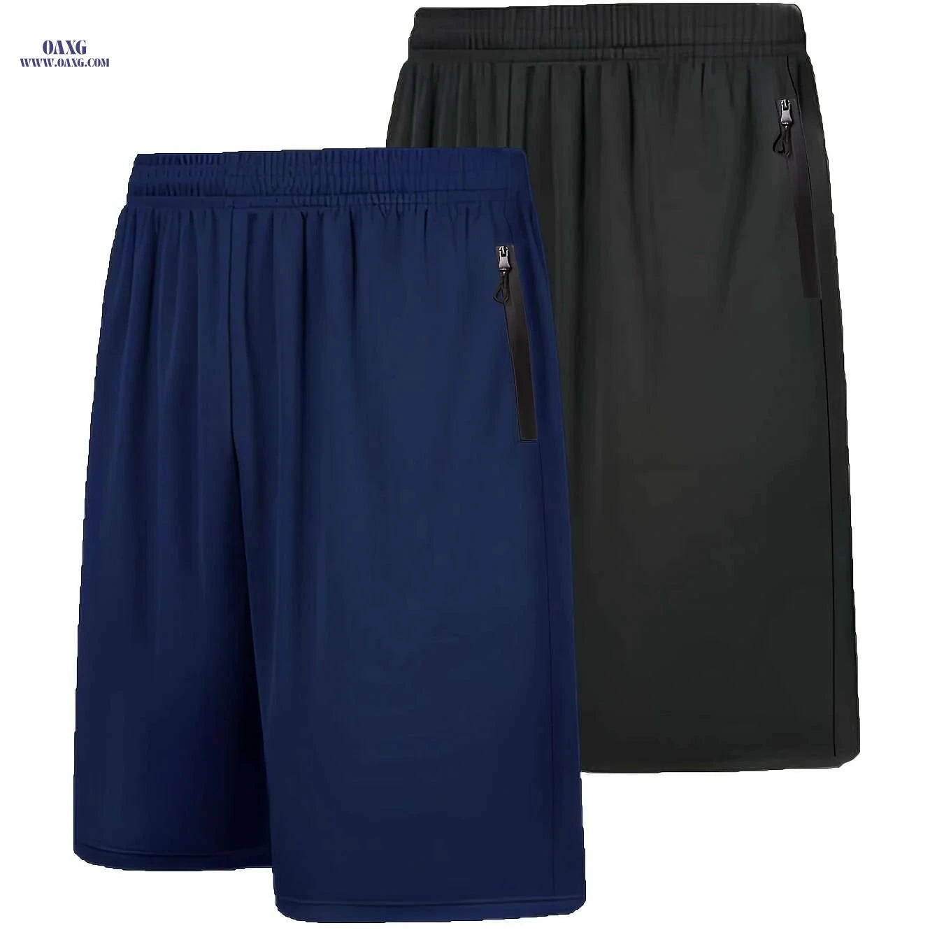 Men's Quick Dry Athletic Shorts - Elastic Waist & Zip Pockets   OAXG Dark Gray / S