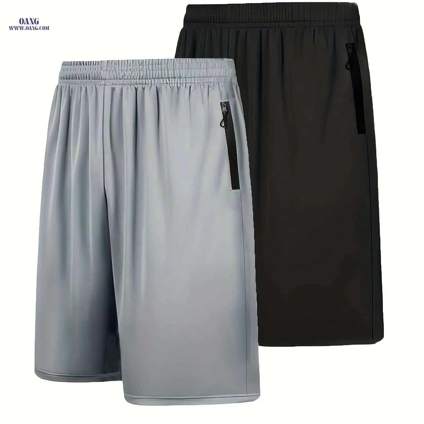 Men's Quick Dry Athletic Shorts - Elastic Waist & Zip Pockets   OAXG Dark Gray / S