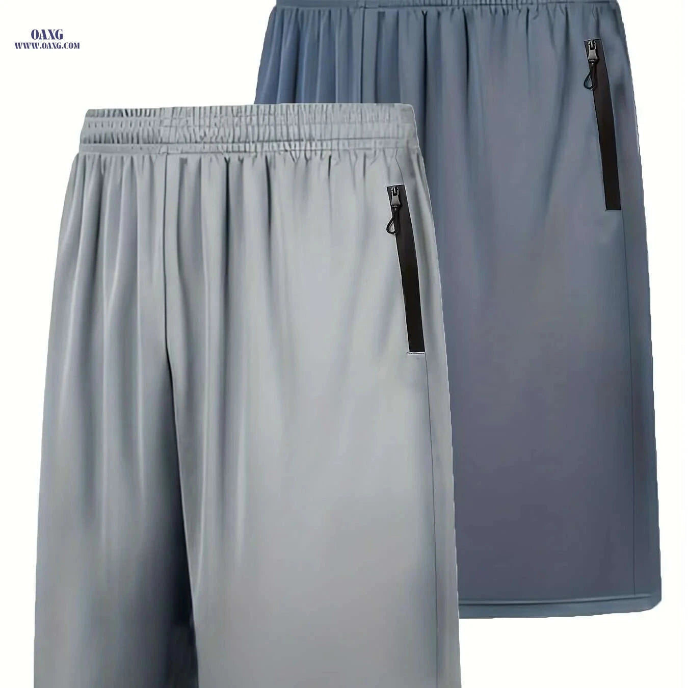 Men's Quick Dry Athletic Shorts - Elastic Waist & Zip Pockets   OAXG Dark Gray / S