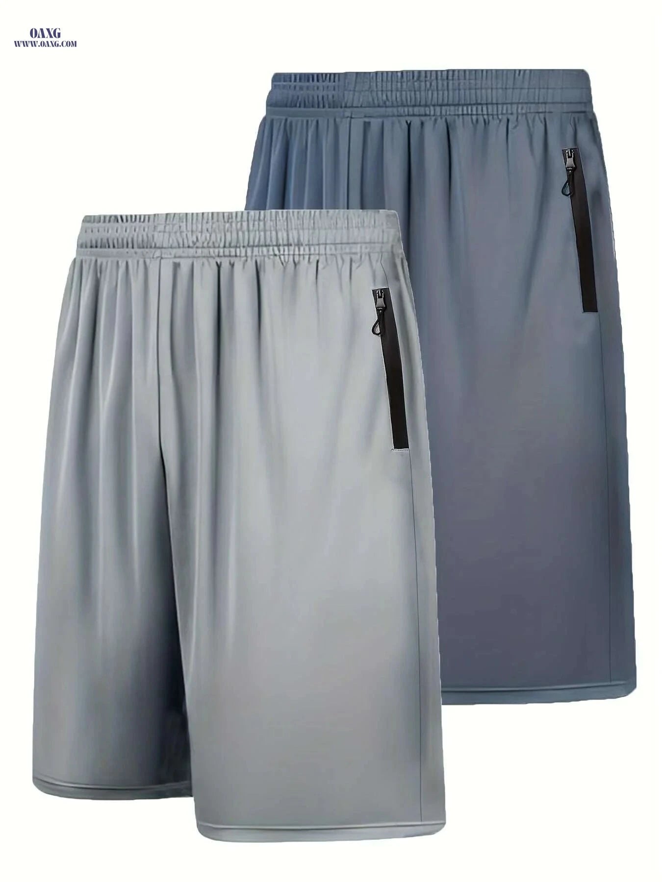 Men's Quick Dry Athletic Shorts - Elastic Waist & Zip Pockets   OAXG Dark Gray / S