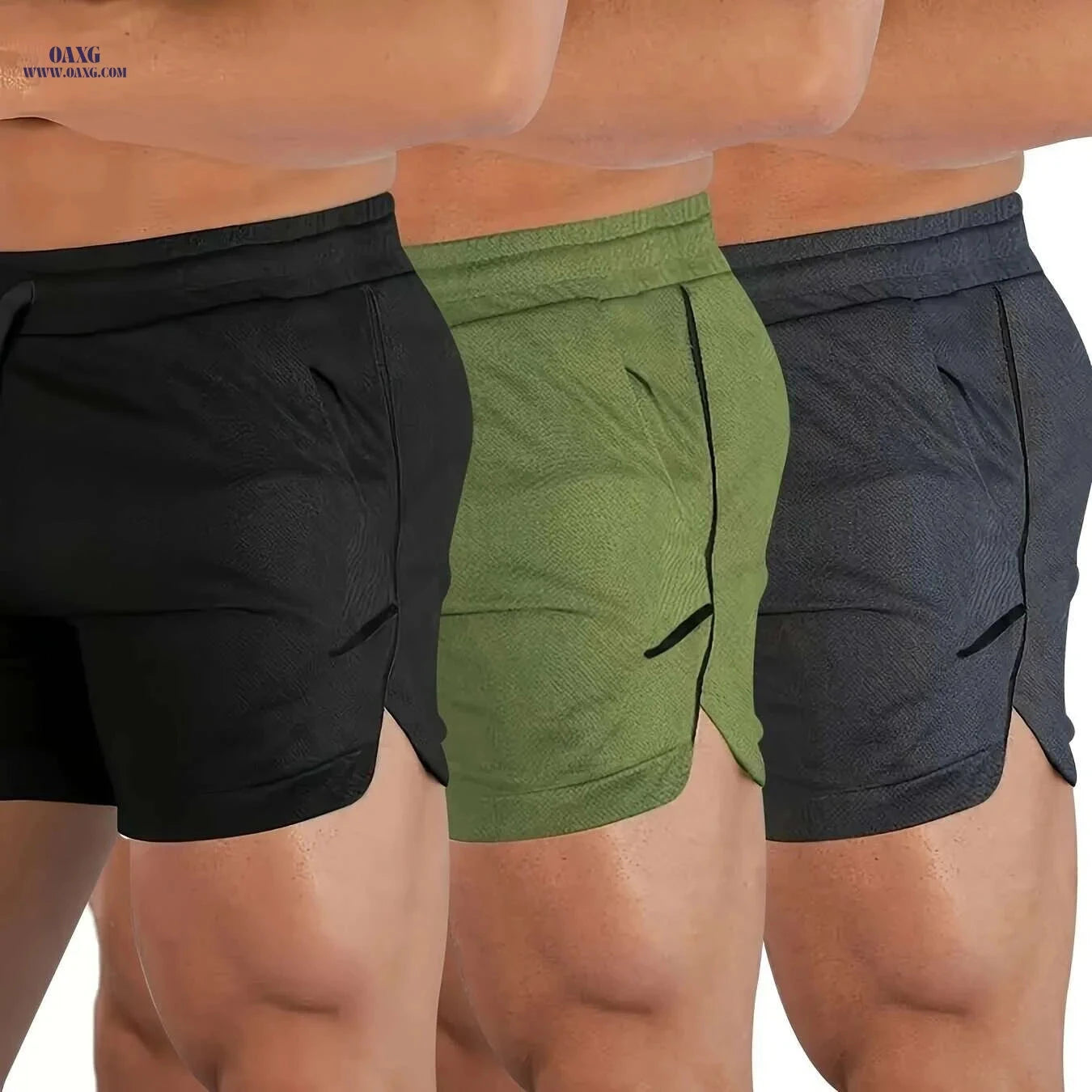 Men's Quick-Dry Athletic Shorts - Zippered Pockets, Breathable Mesh   OAXG 