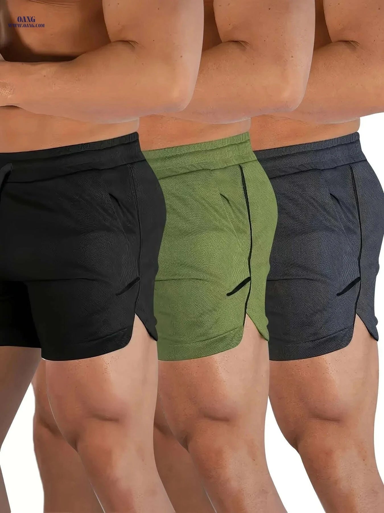 Men's Quick-Dry Athletic Shorts - Zippered Pockets, Breathable Mesh   OAXG 