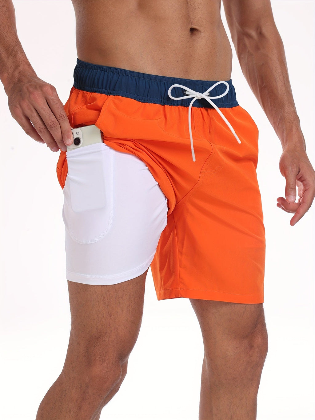 Men's Quick-Dry Beach Shorts - Casual Loose Fit, Stretch Polyester   OAXG 