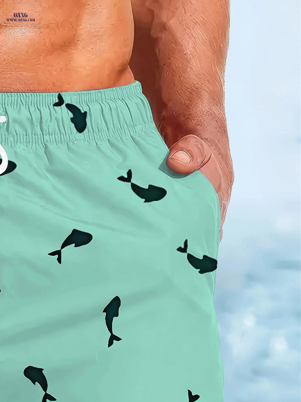 Men's Quick-Dry Beach Shorts - Cute Shark Print for Summer Fun   OAXG 