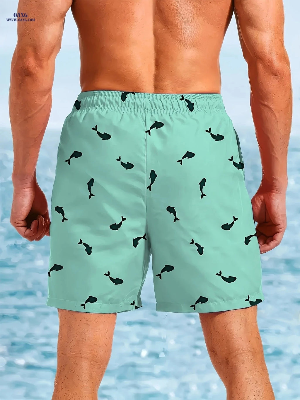 Men's Quick-Dry Beach Shorts - Cute Shark Print for Summer Fun   OAXG Mixed Color / FR S