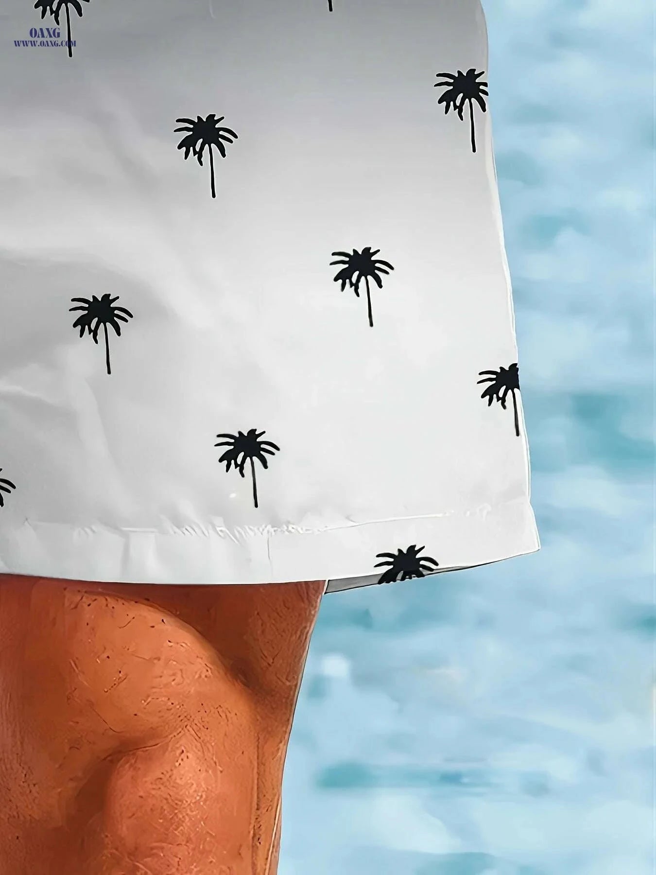Men's Quick-Dry Beach Shorts - Gradient Palm Tree Print for Summer Fun   OAXG 