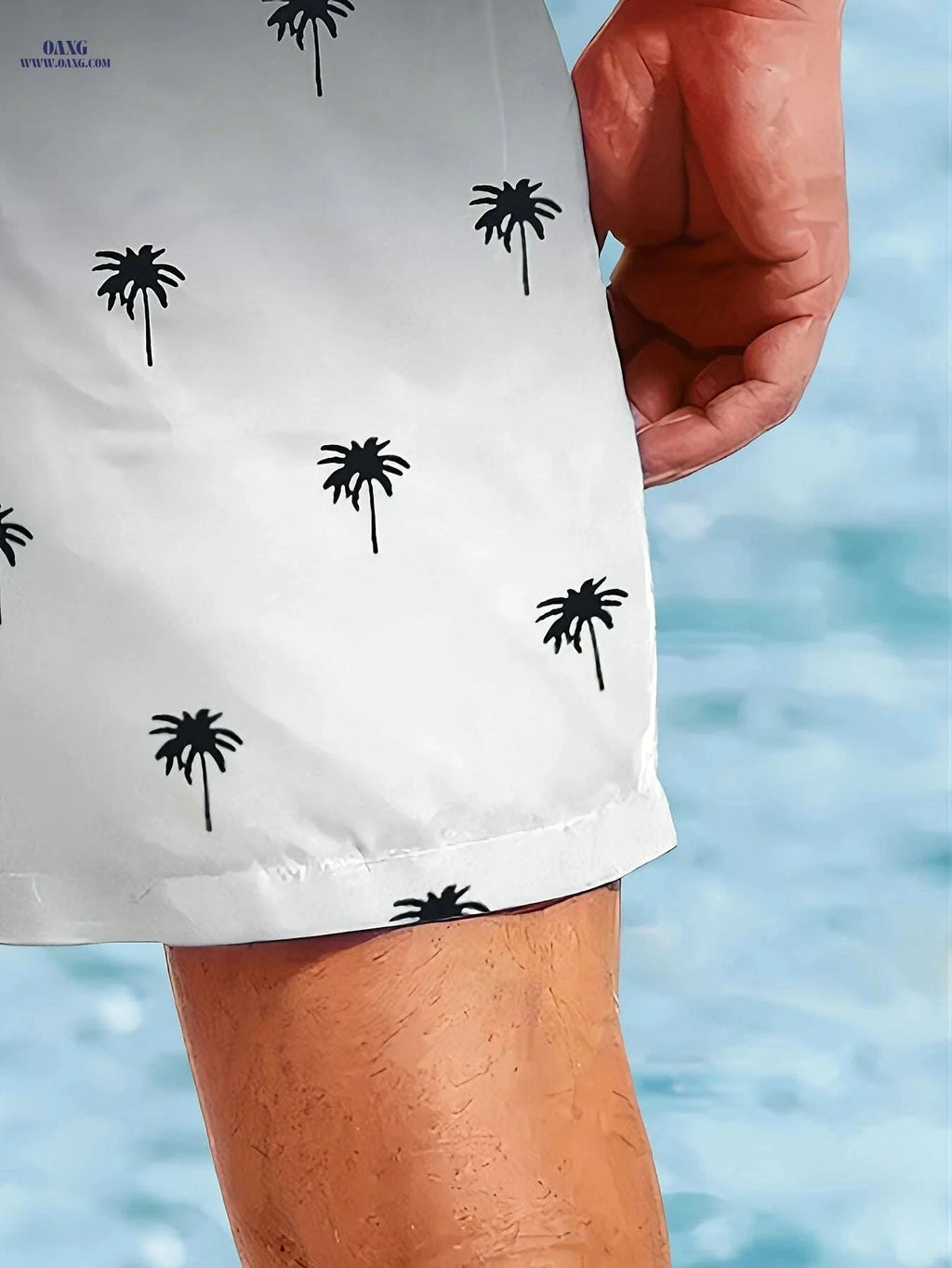Men's Quick-Dry Beach Shorts - Gradient Palm Tree Print for Summer Fun   OAXG Mixed Color / S