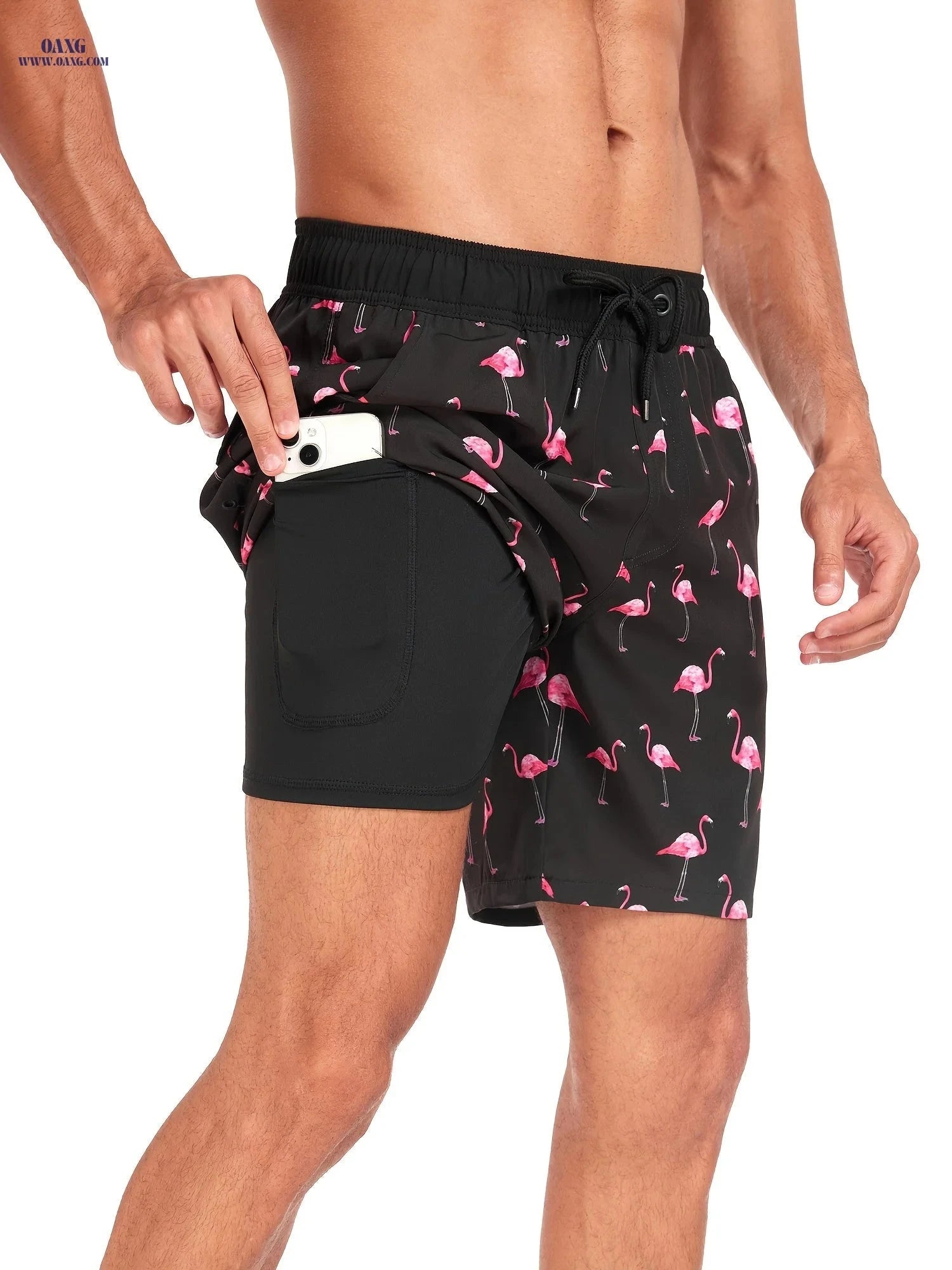 Men's Quick-Dry Beach Shorts - Lightweight Casual Fit with Drawstring   OAXG 55114 / FR S