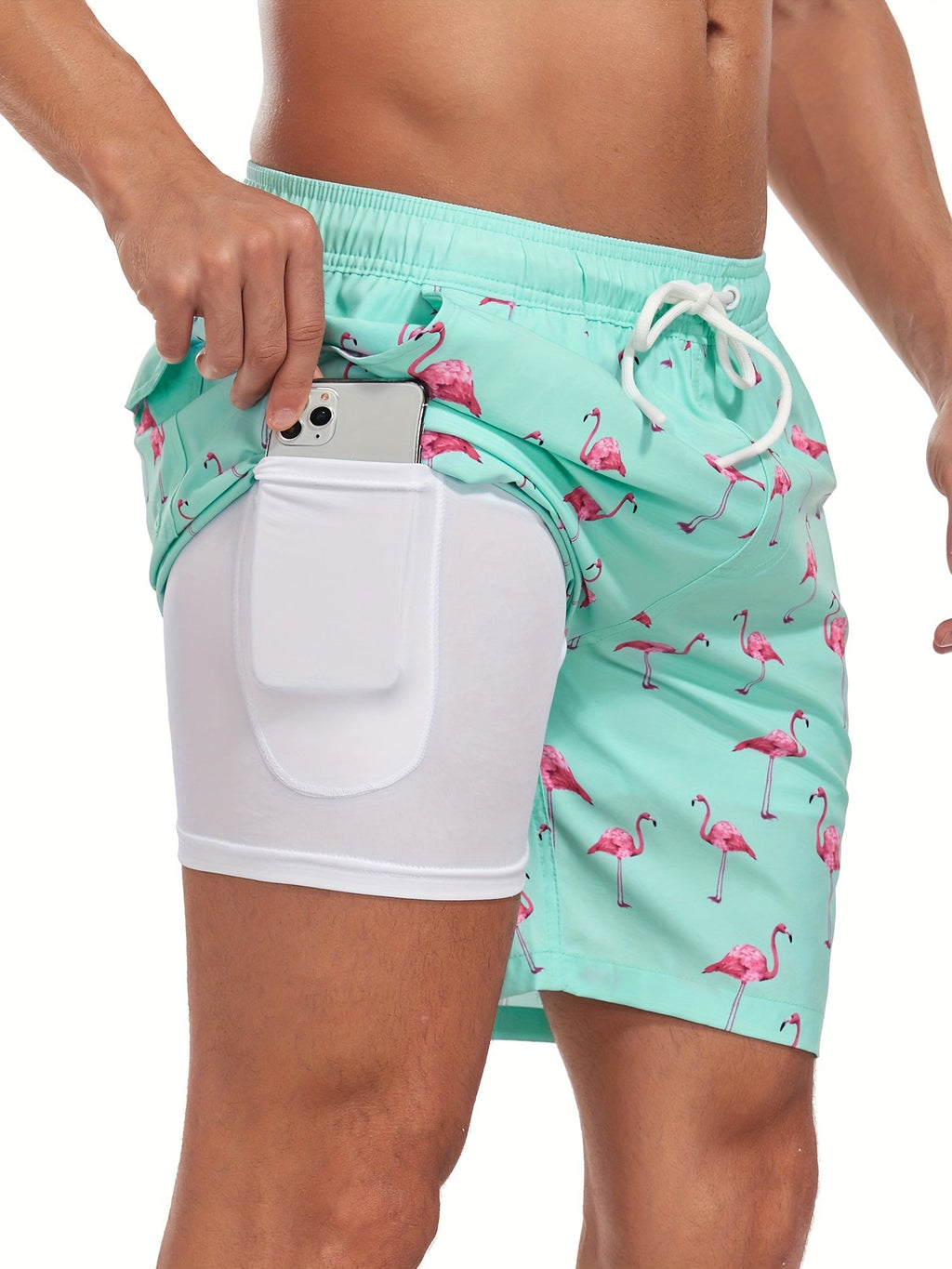 Men's Quick-Dry Beach Shorts - Lightweight Casual Fit with Drawstring   OAXG 55114 / FR S