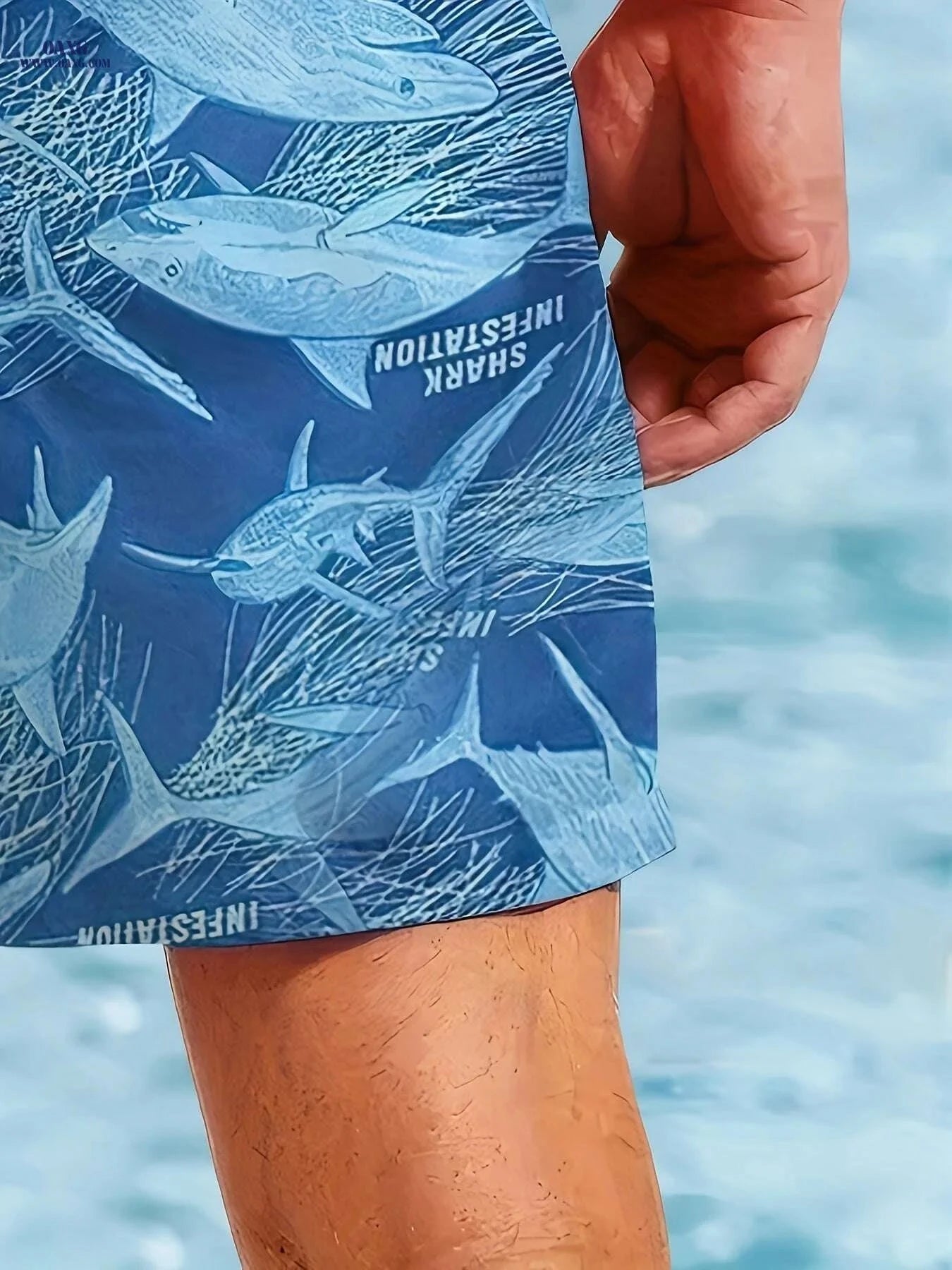 Men's Quick-Dry Beach Shorts - Whale Print Swim Trunks for Summer Fun   OAXG 