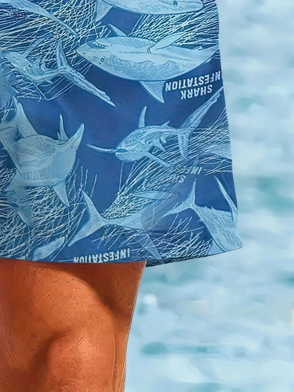 Men's Quick-Dry Beach Shorts - Whale Print Swim Trunks for Summer Fun   OAXG 