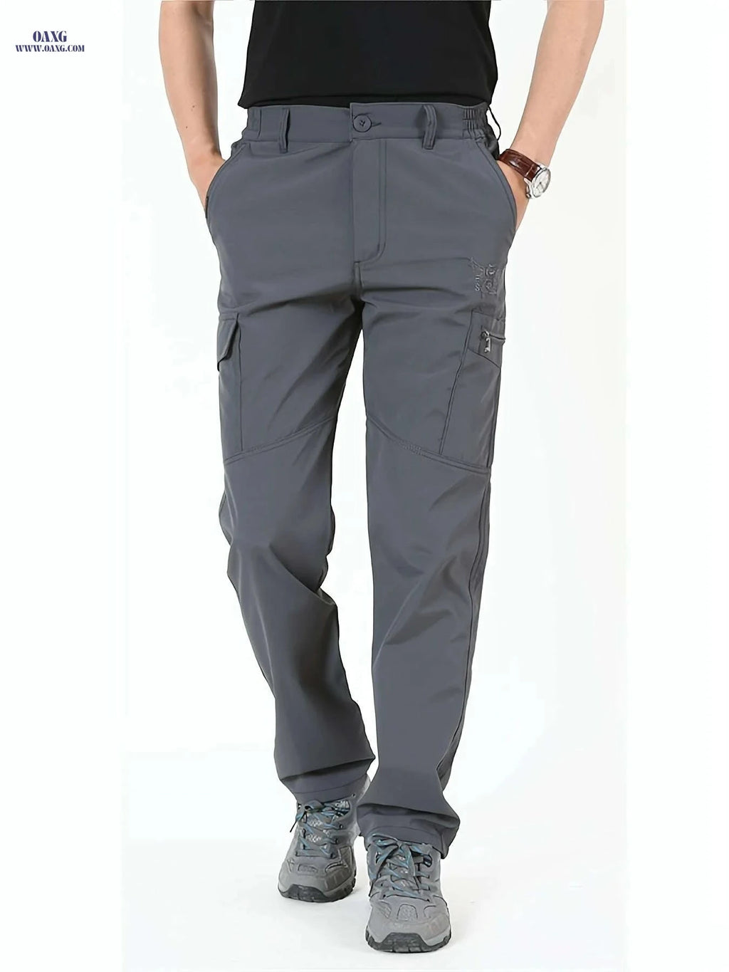 Men's Quick-Dry Cargo Pants - Breathable, Multi-Pocket, Embroidered   OAXG 