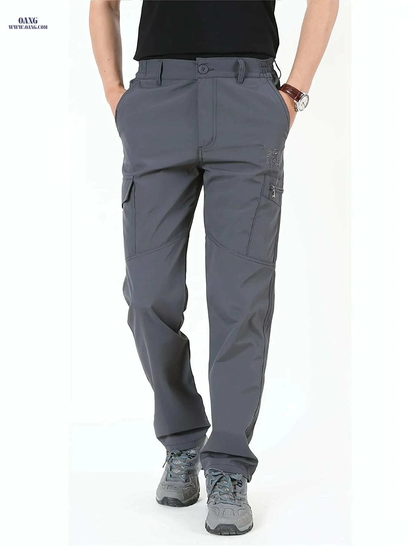 Men's Quick-Dry Cargo Pants - Breathable, Multi-Pocket, Embroidered   OAXG 