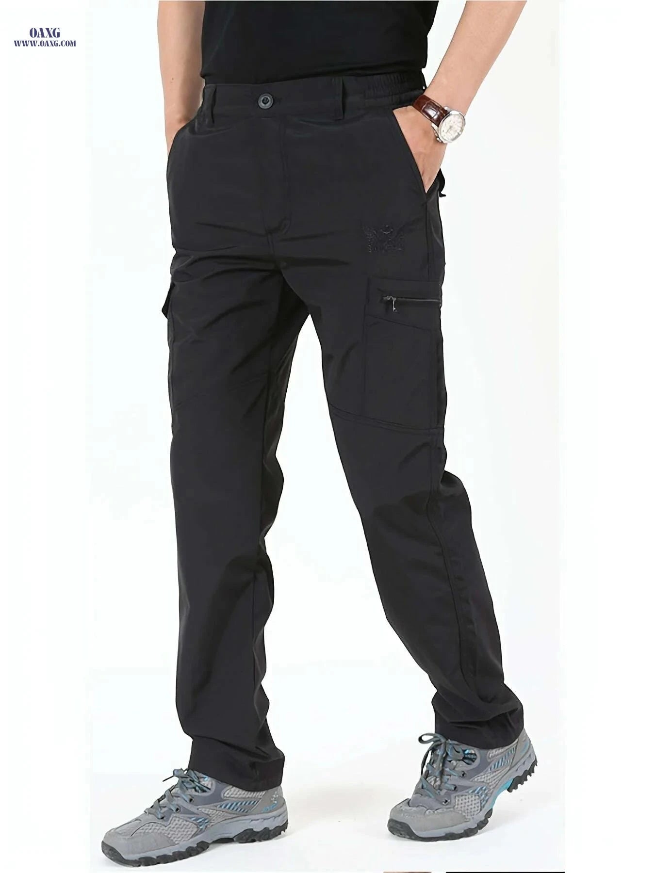 Men's Quick-Dry Cargo Pants - Breathable, Multi-Pocket, Embroidered   OAXG 