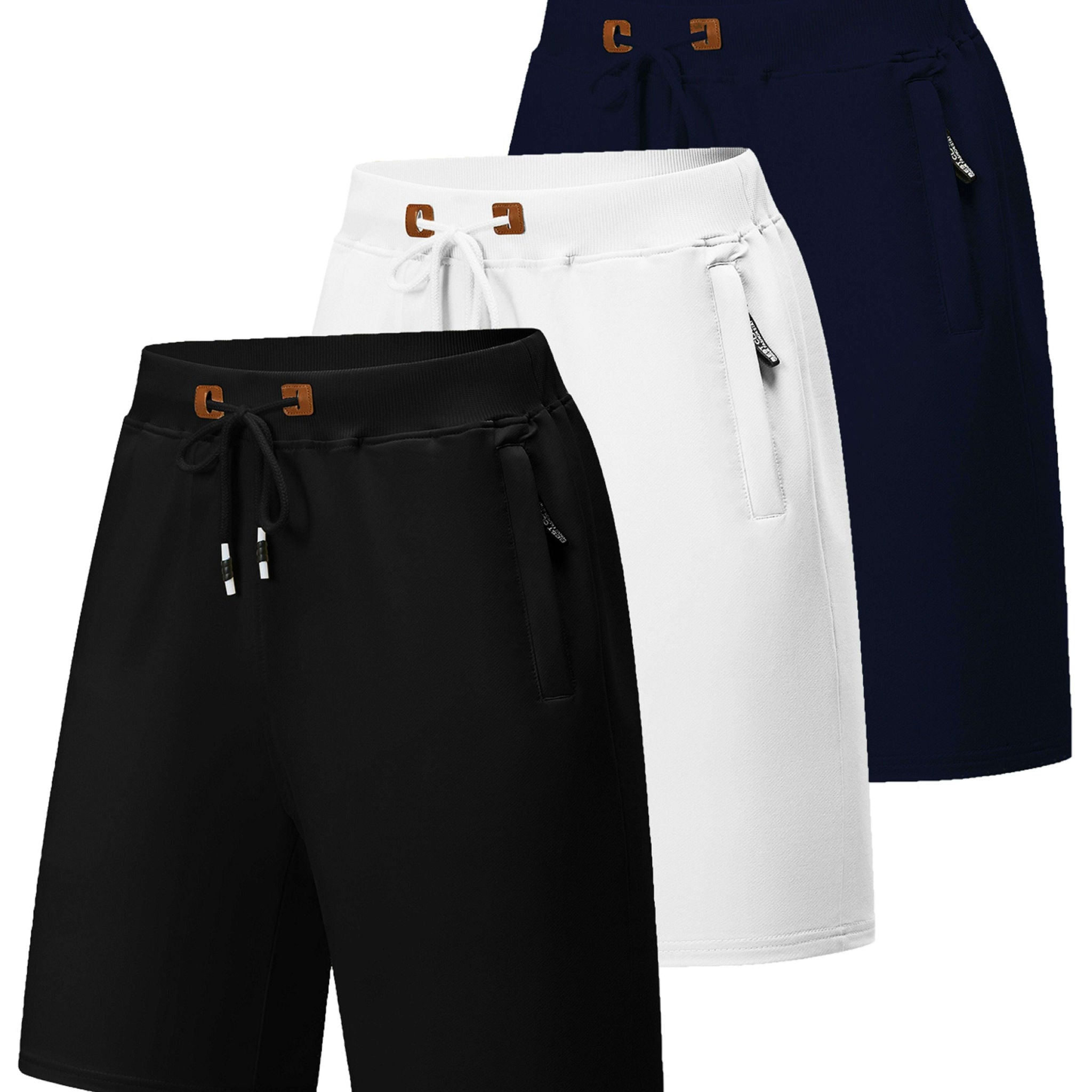Men's Quick-Dry Casual Board Shorts - Adjustable Waist & Zipper Pockets   OAXG 