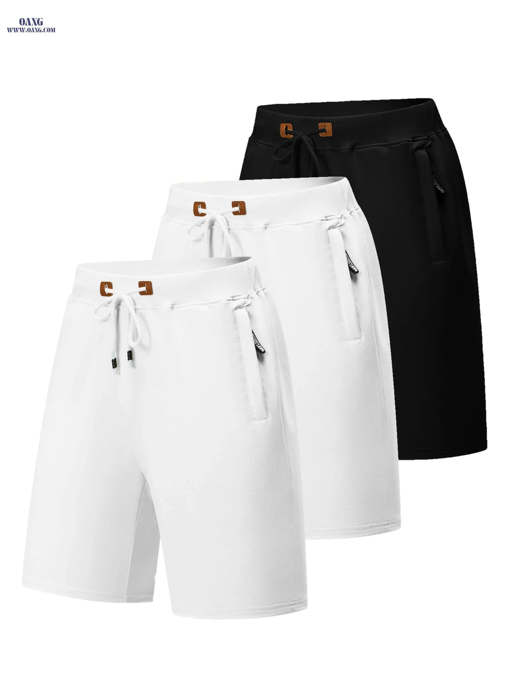 Men's Quick-Dry Casual Board Shorts - Adjustable Waist & Zipper Pockets   OAXG Black, White, Blue / 30