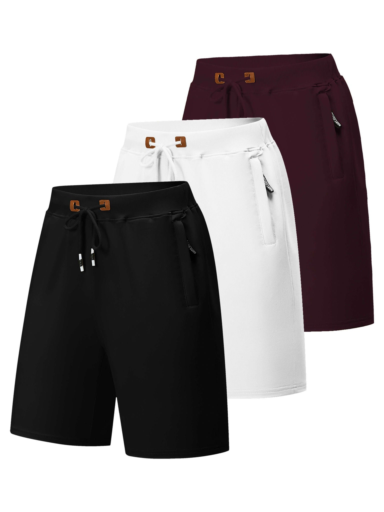 Men's Quick-Dry Casual Board Shorts - Adjustable Waist & Zipper Pockets   OAXG Black, White, Blue / 30