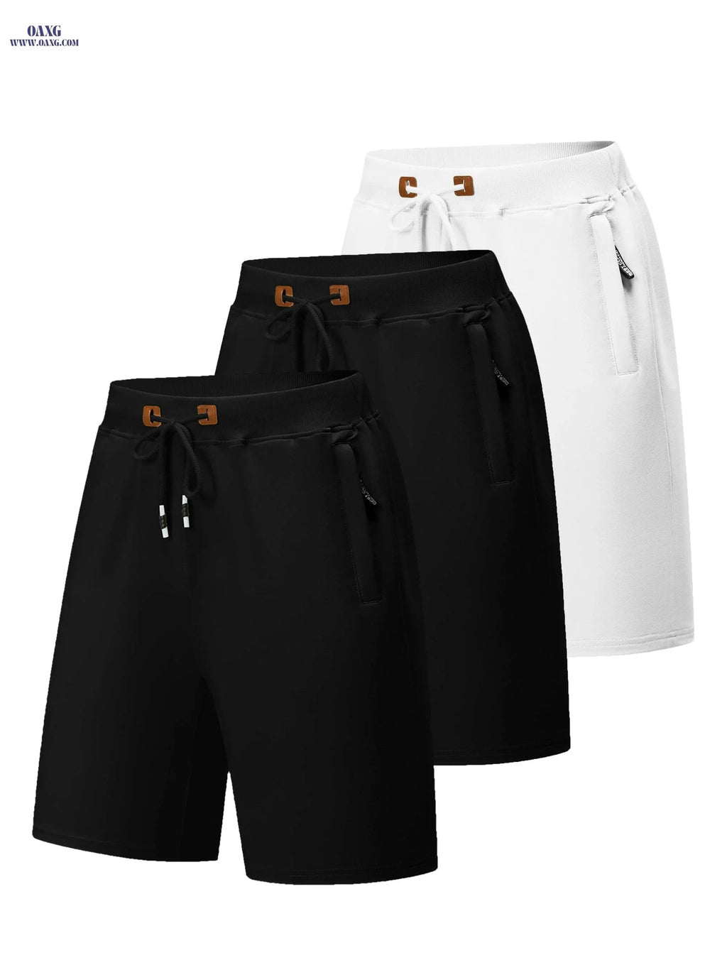 Men's Quick-Dry Casual Board Shorts - Adjustable Waist & Zipper Pockets   OAXG Black, White, Blue / 30