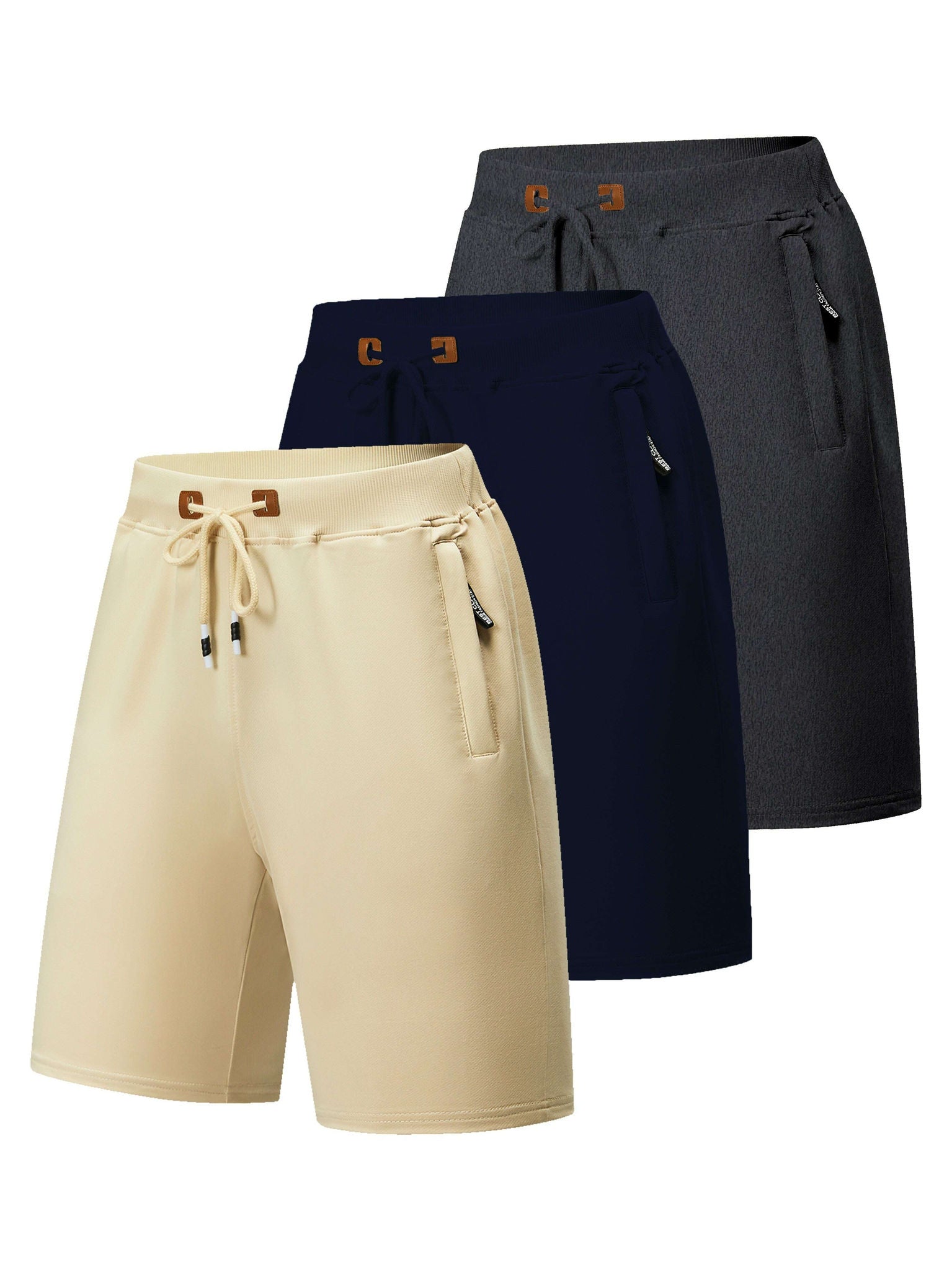 Men's Quick-Dry Casual Board Shorts - Adjustable Waist & Zipper Pockets   OAXG 