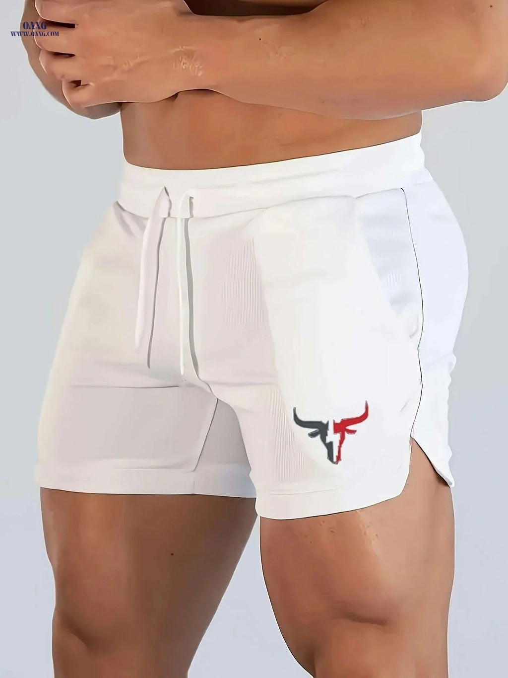 Men's Quick-Dry Fitness Shorts - Lightweight Knit & Three-String Waist   OAXG White / US XS
