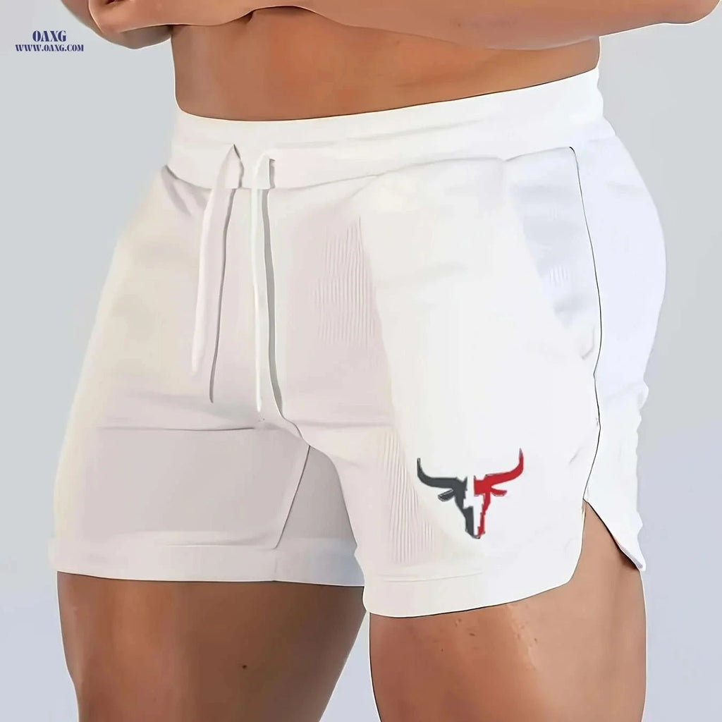 Men's Quick-Dry Fitness Shorts - Lightweight Knit & Three-String Waist   OAXG White / US XS