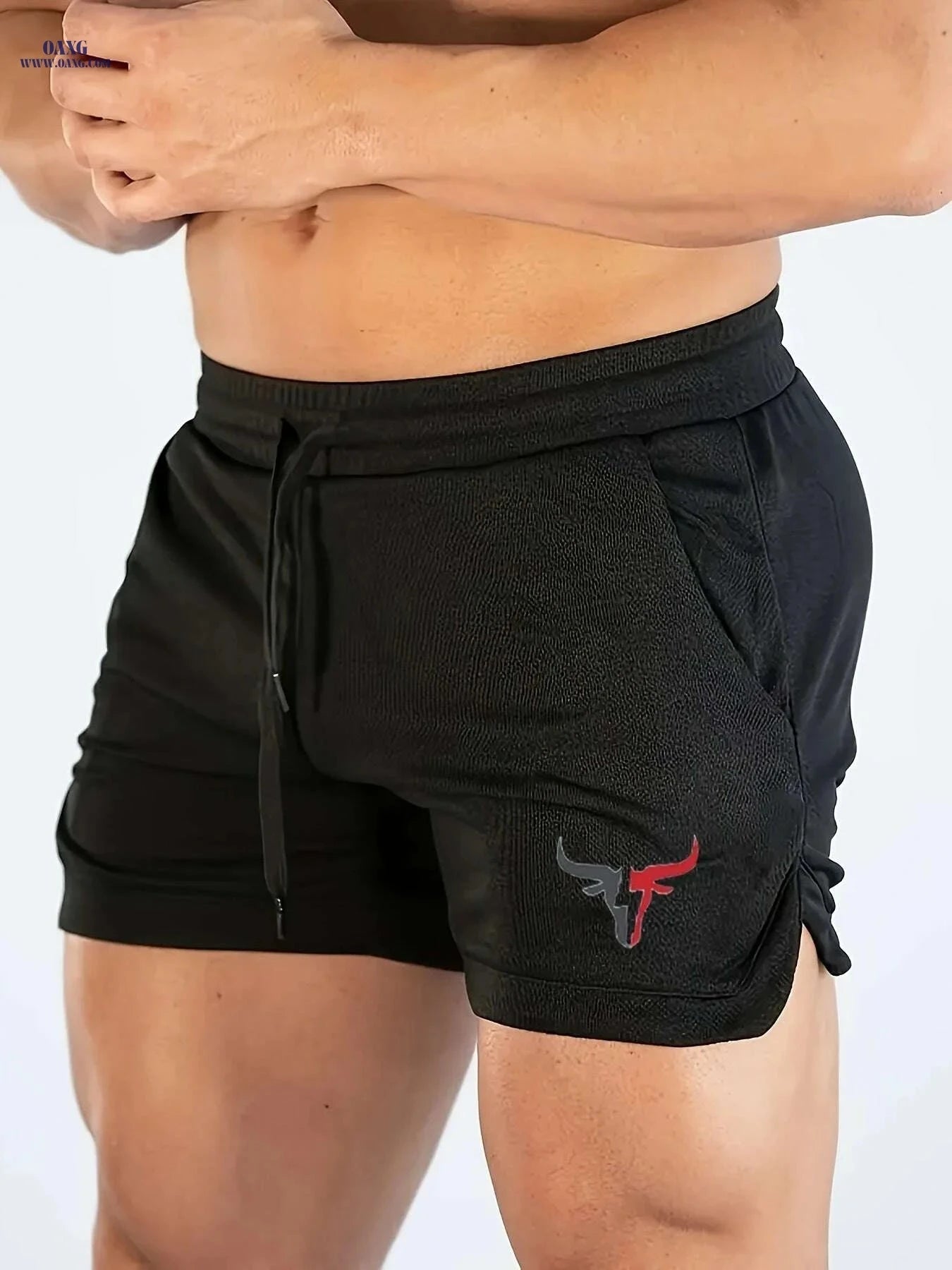Men's Quick-Dry Fitness Shorts - Lightweight Knit & Three-String Waist   OAXG White / US XS