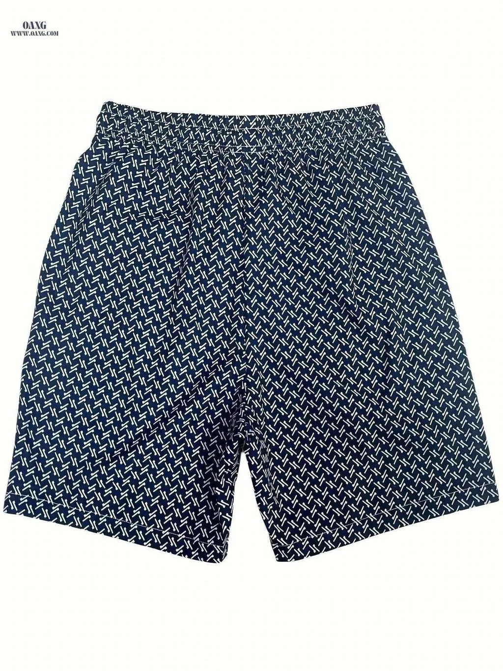 Men’s Quick-Dry Geometric Swim Trunks - Lightweight Summer Beach Shorts   OAXG Navy Blue / S