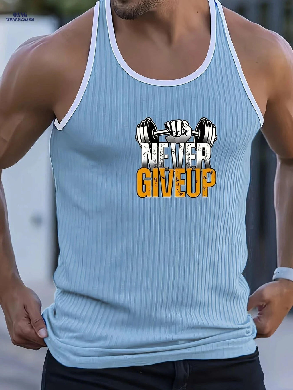 Men's Quick-Dry Gym Shirt - NEVER GIVE UP Compression Tee, Red   OAXG Black / S