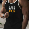 Men's Quick-Dry Gym Shirt - NEVER GIVE UP Compression Tee, Red   OAXG Black / S