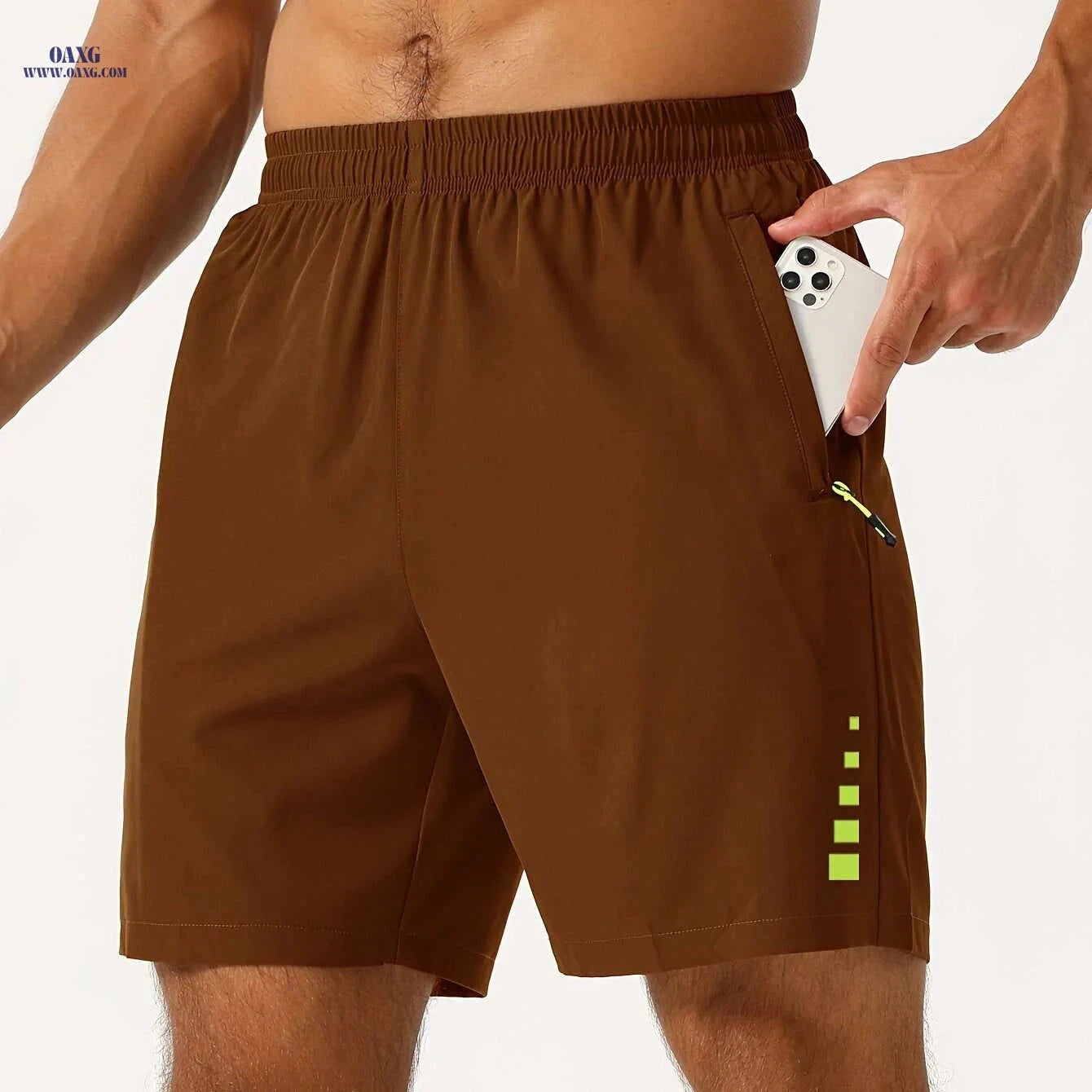Men's Quick-Dry Running Fitness Shorts - Loose Fit, Stretchy Polyester   OAXG 