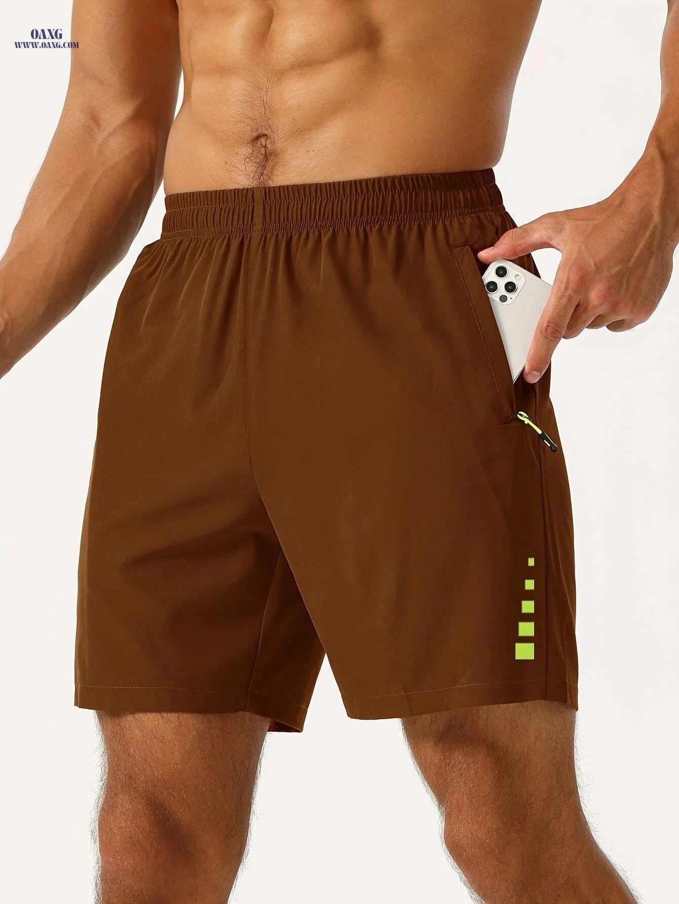 Men's Quick-Dry Running Fitness Shorts - Loose Fit, Stretchy Polyester   OAXG 