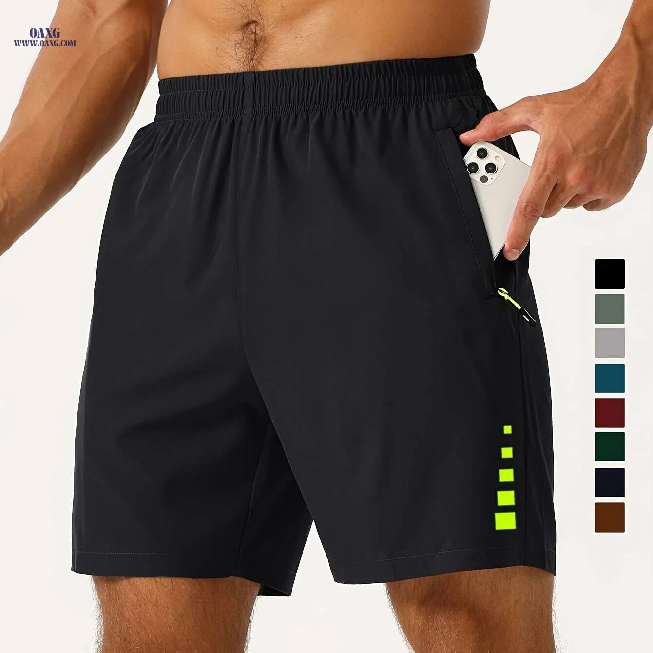Men's Quick-Dry Running Fitness Shorts - Loose Fit, Stretchy Polyester   OAXG 