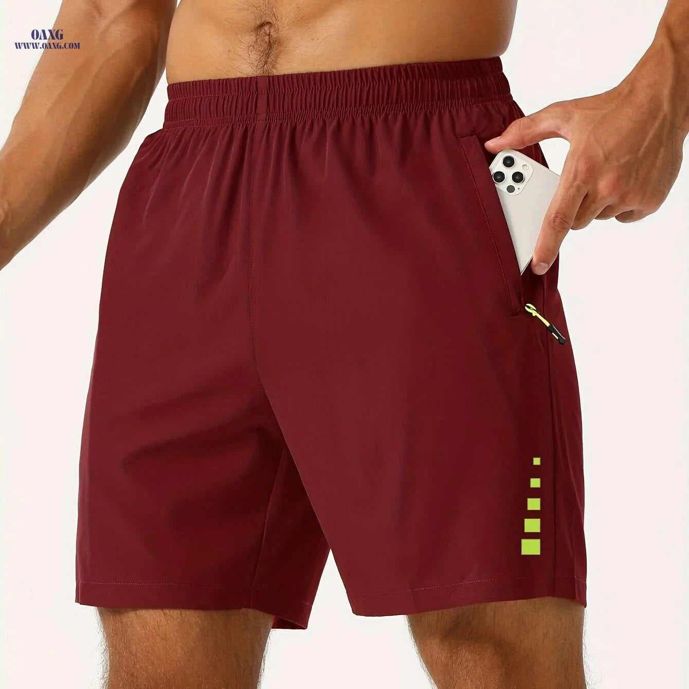 Men's Quick-Dry Running Fitness Shorts - Loose Fit, Stretchy Polyester   OAXG 