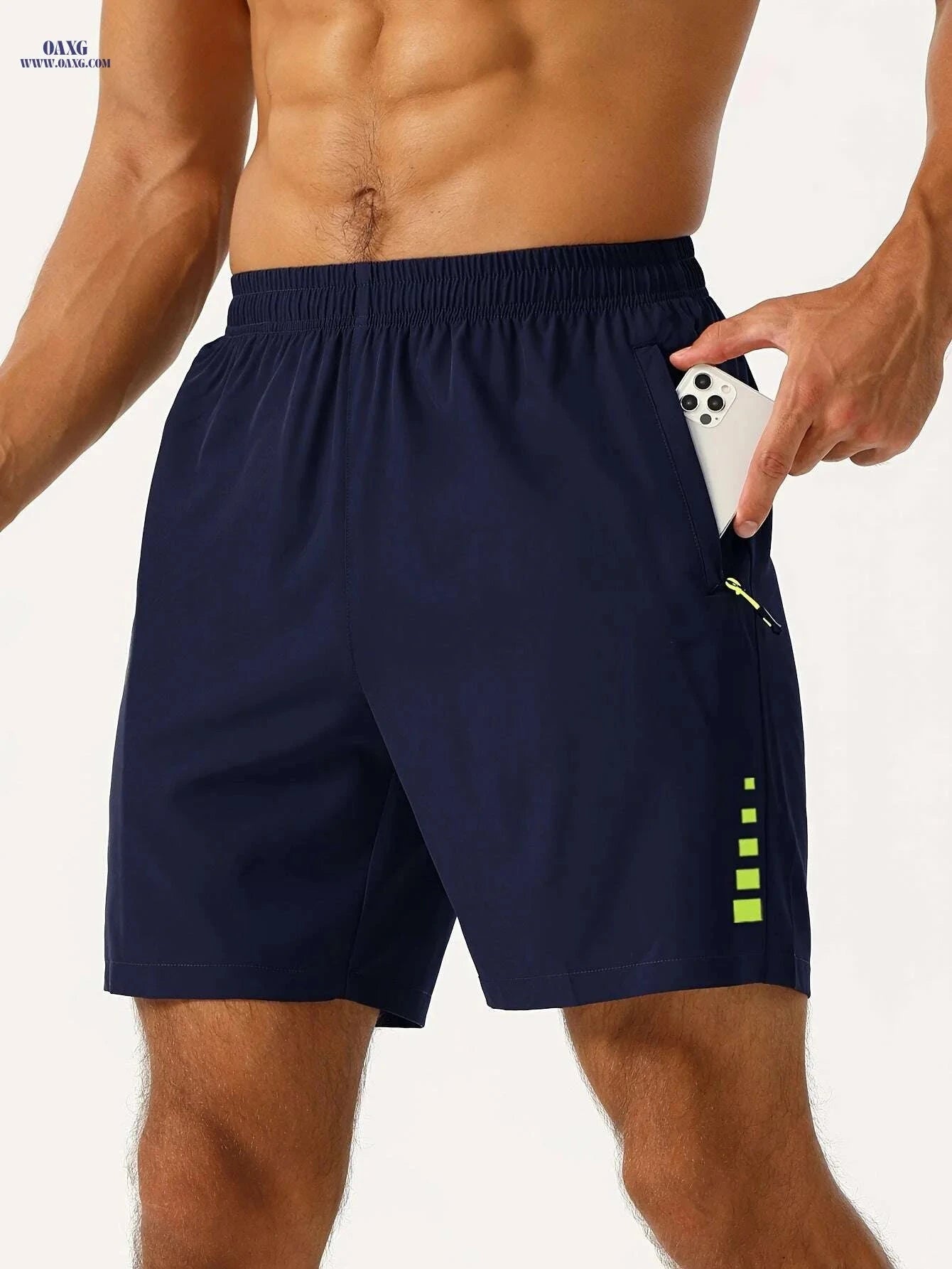 Men's Quick-Dry Running Fitness Shorts - Loose Fit, Stretchy Polyester   OAXG 