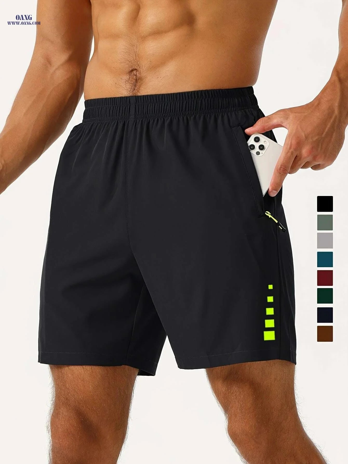 Men's Quick-Dry Running Fitness Shorts - Loose Fit, Stretchy Polyester   OAXG Dark Gray / S