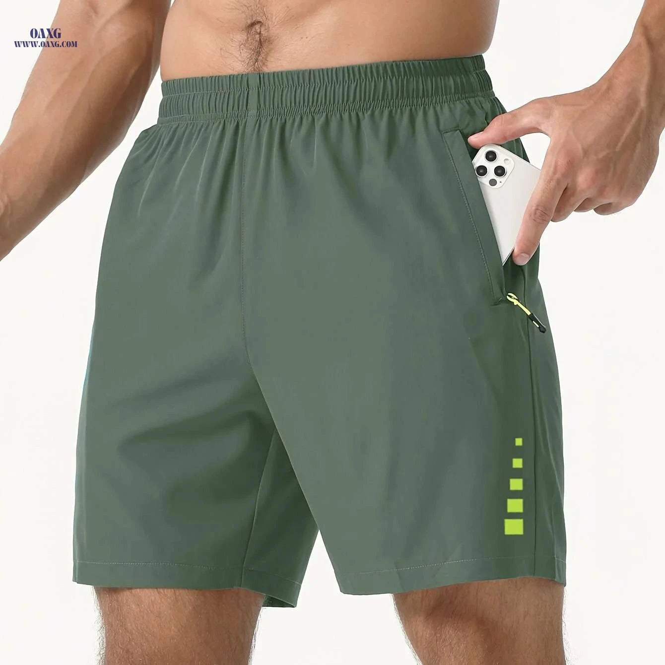 Men's Quick-Dry Running Fitness Shorts - Loose Fit, Stretchy Polyester   OAXG 