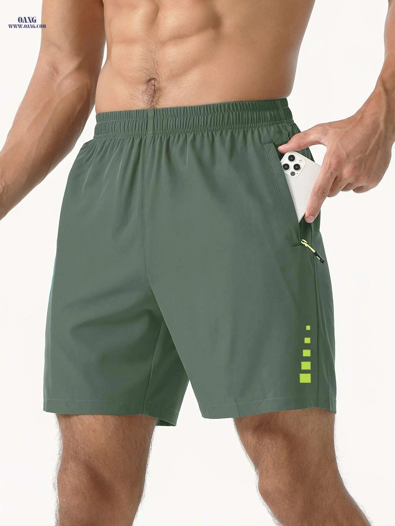 Men's Quick-Dry Running Fitness Shorts - Loose Fit, Stretchy Polyester   OAXG 